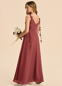 Azazie Gumdrop Junior Terracotta Empire Pleated Chiffon Dress image4