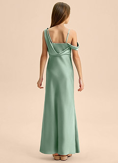 Azazie Madelyn Junior Osłona Zza ramienia Satyna elastyczna Długość podłogi Młodsza druhna Sukienka image2