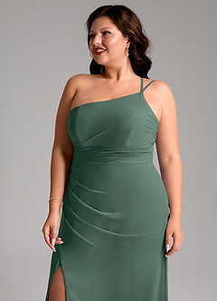 Azazie Eren Robes de demoiselle d'honneur Robe Fourreau en Mousseline de soie Ue épaule Mousse De Mer image13