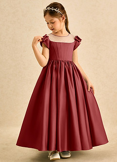 Azazie Toffee Flower Girl Klänningar Klä Balklänning i Matt satäng Rosett image4