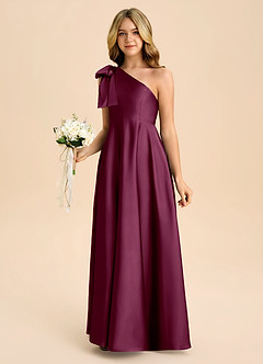 Azazie Penguin Junior Abito A-Line in Raso Elasticizzato Fiocco Gelso image5