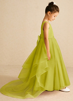 Azazie Pumpkin Robe Demoiselle D'honneur Fillette Robe Trapèze en Tulle Convertible Citronnelle image3