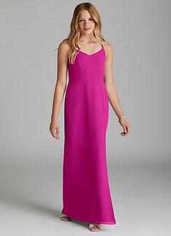 Azazie Becca Junior Fuchsia Mermaid Chiffon Dress image5