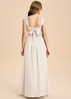 Azazie Hattie Junior White Alabaster A-Line Pleated Stretch Satin Dress image2