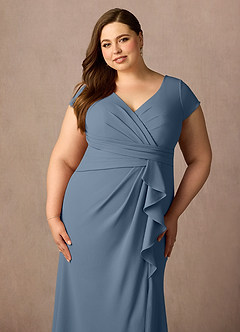 Azazie Tana Mother of the Bride Dresses Twilight Mermaid V-Neck Pleated Stretch Crepe Dress image10