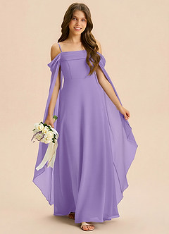 Azazie Moana Junior Linia A Pofałdowany Szyfon Długość podłogi Młodsza druhna Sukienka image3