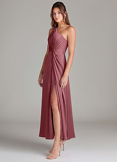 Azazie Brooke Suknie dla druhen Linia A Jedno ramię Satyna elastyczna Długość kostki Sukienka image5