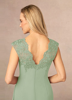 Azazie Gladys Mother of the Bride Dresses Dusty Sage A-Line Queen Anne Lace Chiffon Dress image6