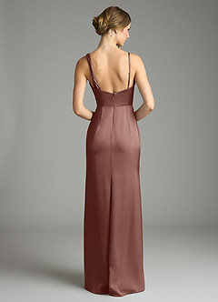 Azazie Samara Bridesmaid Dresses Espresso Mermaid Pleated Stretch Satin Dress image2