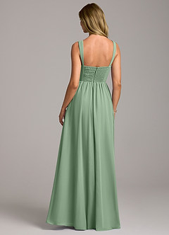 Azazie Rosaline Jurken voor bruidsmeisjes Jurk van Chiffon met A-Lijn Zijsplit Matcha image6