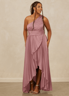 Christian Siriano Bridal for Azazie 1008 Robes de demoiselle d'honneur Robe Trapèze en Satin extensible Ue épaule Rose Poussiéreuse image11
