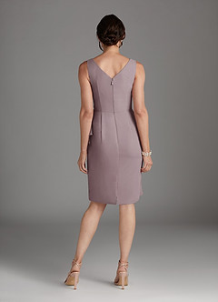 Azazie Saturn Final Sale Dusk Sheath V-Neck Pleated Chiffon Dress image4