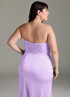 Azazie Yola Bridesmaid Dresses Lilac Sheath V-Neck Pleated Stretch Satin Convertible Dress image15