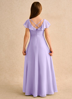 Azazie Nari Girls Formal Flower Girl Dresses Lilac A-Line with Sleeves Chiffon Dress image7