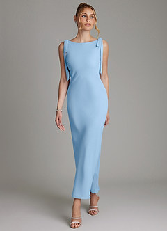 Azazie Luddie Brudtärnklänningar Klä av Sjöjungfru i Chiffong Rosett Puderblå image4