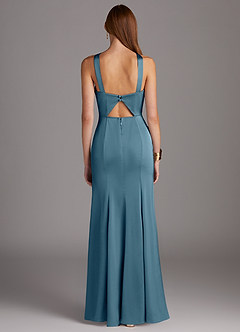 Azazie Elana Final Sale Bermuda Mermaid Side Slit Stretch Satin Dress image4