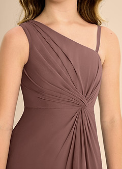 Azazie Brooke Junior Espresso A-Line Side Slit Chiffon Dress image7