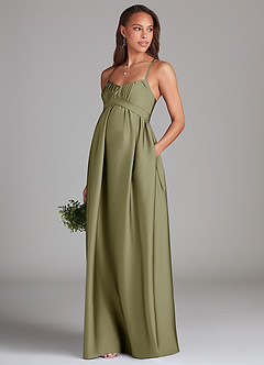 Azazie Llana Abiti da damigella d'onore premaman Abito A-Line Con Tasche Raso Elasticizzato Floor-Length image3