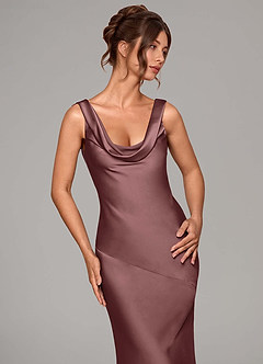 Azazie Rylina Bridesmaid Dresses Vintage Mauve Mermaid Stretch Satin Dress image6