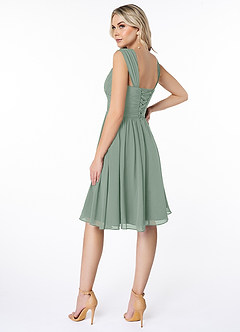 Azazie Angie Bridesmaid Dresses Silver Sage A-Line Corset Chiffon Dress image5