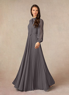 Azazie Adellah Abiti per la Madre della Sposa Abito A-Line in Chiffon Plissettato Grigio Acciaio image2