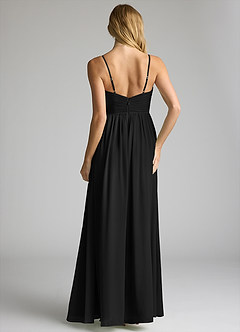 Azazie Alia Bridesmaid Dresses Black A-Line Pleated Chiffon Dress image5