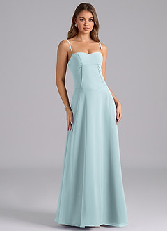 Azazie Valentine Bridesmaid Dresses Mist A-Line Corset Chiffon Dress image1