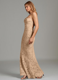 Azazie Ola Bridesmaid Dresses Champagne Mermaid Corset Floral Burnout Dress image5