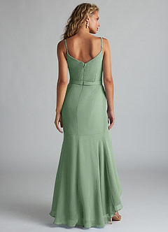 Azazie Summer Bridesmaid Dresses Matcha Mermaid Scoop Cowl Chiffon Dress image2