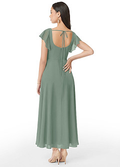 Azazie Bondi Bridesmaid Dresses Silver Sage A-Line Ruched Chiffon Dress image5