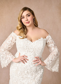 Azazie Arlette Wedding Dresses Diamond White Mermaid Sweetheart Sequins Tulle Dress image11