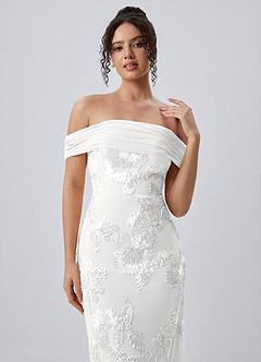 Berenice Weiß Stretch-Maxikleid aus 3D-Blumenspitze image2