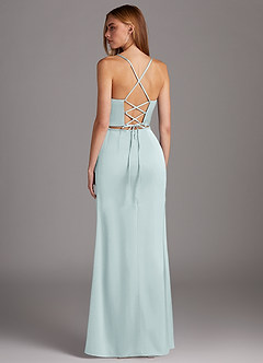 Azazie Brookelle Bridesmaid Dresses Mist Sheath Sweetheart Corset Stretch Satin Dress image3