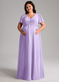 Azazie Verna Brautjungfernkleider für Schwangere A-Linie V-Hals Gerüscht Chiffon Bodenlänge Kleid image11