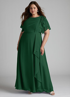 Azazie Aaliyah Kjoler til hjemmeprøvning A-Line Scoop Plisseret Chiffon Gulv-længde Kjole image6