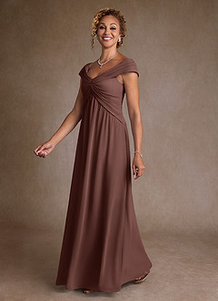 Azazie Myrtle Mère de la mariée Robes Robe Trapèze en Mousseline de soie Plissée Expresso image4