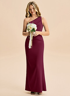 Azazie Akilah Junior Etui Plissee Stretch-Satin Kleid Maulbeerrot image4