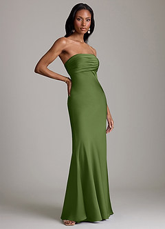 Azazie Saylor Brudtärnklänningar Klä av Sjöjungfru i Stretch Satin Axelbandslös Enbärsgrön image4