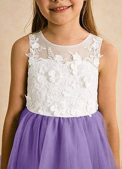 Azazie Lina Flower Girl Dresses Ivory Tahiti Ball-Gown Lace Dress image8
