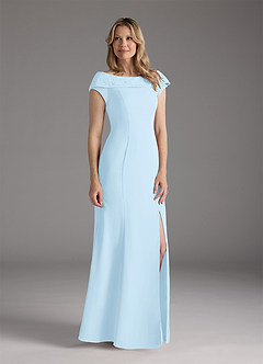 Azazie Cupid Mother of the Bride Dresses Sky Blue A-Line Boatneck Lace Chiffon Dress image3