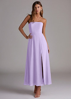 Azazie Wren Vestidos de madrinha de casamento Vestido Lilás de Chiffon de Linha A com Sem alças image5