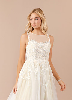 Azazie Deveny Wedding Dresses Ball-Gown Sequins Tulle Chapel Train Dress image6