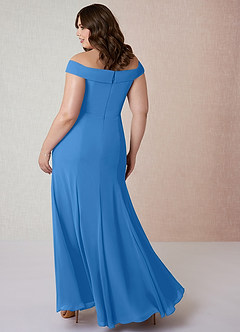 Azazie Lecia Bridesmaid Dresses Blue Jay Empire Off-The-Shoulder Pleated Chiffon Convertible Dress image9