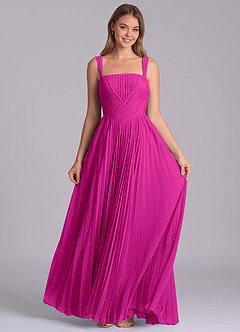 Azazie Mina Venta Final Vestido de Fucsia de Gasa de Corte en A con Plisado image4