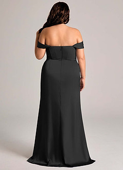 Azazie Johana Bridesmaid Dresses Black Mermaid Off the Shoulder Stretch Satin Convertible Dress image11