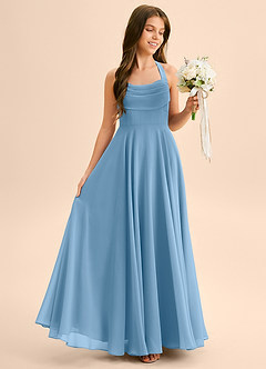 Azazie Kady Junior Steel Blue A-Line Sweetheart Neckline Chiffon Dress image5