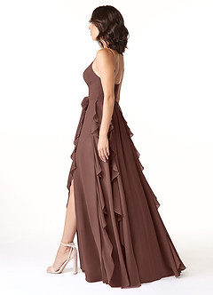 Azazie Peyton Bridesmaid Dresses Espresso A-Line Ruched Chiffon Dress image4