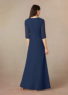 Azazie Yessica Abiti per la Madre della Sposa Abito A-Line in Chiffon Lustrini Marino Scuro image4