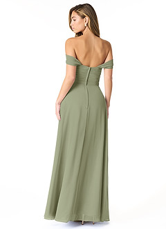 Azazie Kaitlynn Bridesmaid Dresses Pistachio Empire Ruched Chiffon Convertible Dress image3