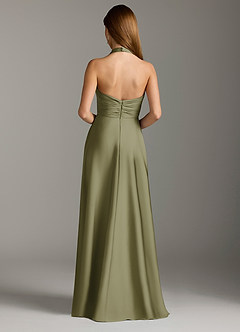 Azazie Tessie Bridesmaid Dresses Pistachio A-Line Pleated Stretch Satin Dress image2